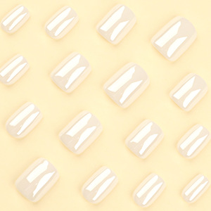 <span class=keywords><strong>Faux</strong></span> <span class=keywords><strong>ongles</strong></span> à presser couleur unie White Moonlight, courts, carrés, brillants, réutilisables pour un usage quotidien - Product Image 5