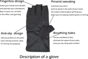 Guantes <span class=keywords><strong>de</strong></span> Verano para Hombre con Protección UV, Medios Dedos, Deportivos, para Exteriores, Senderismo, Conducción, Ciclismo, <span class=keywords><strong>de</strong></span> Algodón Transpirable, Ecológicos y <span class=keywords><strong>de</strong></span> Secado Rápido - Product Image 3
