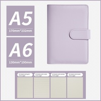 Carnet de notes A5 rigide en cuir PU avec 6 anneaux, rechargeable, pochettes pour cartes, 100 feuilles, journal rose mignon pour l'école, le travail, ou comme cadeau