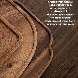 Meilleur vendeur Plateau en bois massif en noyer d'Amérique du Sud avec bordure florale pastorale Plateau en bois pour café, collations, noix - Product Image 2