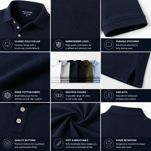 Polo para Hombre en Algodón 100% Piqué, Corte Clásico, Manga Corta, Logotipo Bordado, Camisa Casual de Negocios y Golf, Personalizable OEM - Product Image 3