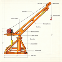 Mini-grue rotative à 360 degrés, restaurant mobile personnalisé, équipement de restauration, 26 produits phares 2026, 12 m/min