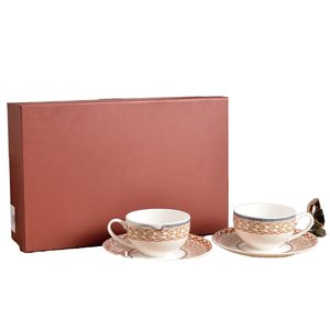 European Style Minimalist Luxurious Bone China <b>Cups</b> & <b>Saucers</b> Set-Eco-Friendly Back to School <b>Tea</b> & Coffee Gift 250ml - Product Image 1