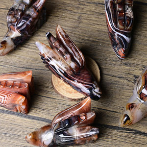 Statue de tête de dragon en agate noire et rouge naturelle Crystalhola, style bohème, sculptée, artisanat en pierre Feng Shui, décoration d'intérieur, 10 cm - Product Image 6