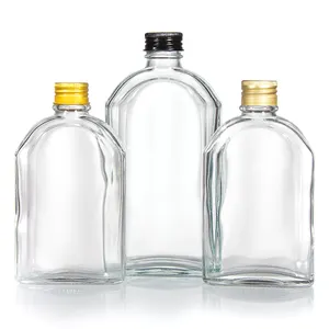 100Ml 200Ml 250Ml 350Ml 500Ml Botol Flask Datar Botol Kaca Jus Kopi Minuman Dingin Bening untuk Minuman