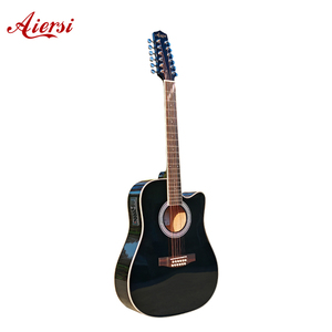 Guitarra Acústica Eléctrica <span class=keywords><strong>de</strong></span> <span class=keywords><strong>12</strong></span> <span class=keywords><strong>Cuerdas</strong></span>, Negra Brillante, <span class=keywords><strong>de</strong></span> 41 Pulgadas, con Logotipo Personalizado, Precio Económico <span class=keywords><strong>de</strong></span> Fábrica en China, Instrumento Musical Folk Dreadnought - Product Image 4