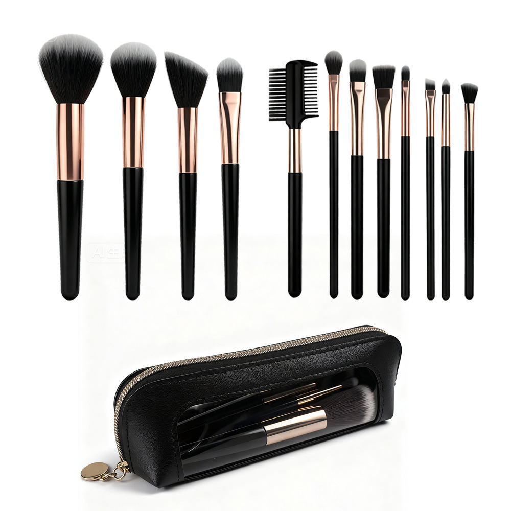 12-piece full makeup brush set-portable storage bag