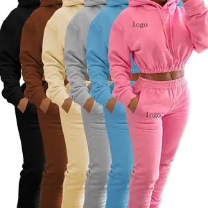 Lege heavy hoodies en sweatpants voor dames, cropped custom logo cropped top, capuchon sweatshirts, joggers, herfstkleding, 2022