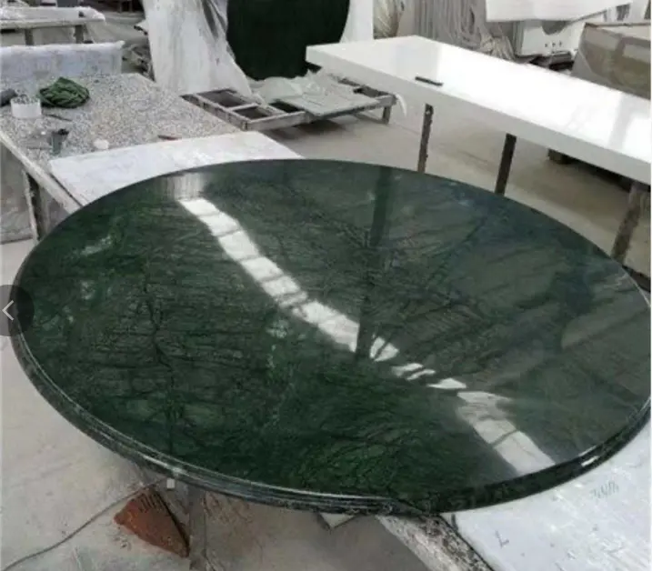 Mesa de mármol verde tallada a mano de tamaño personalizado de diseño moderno para uso en jardín