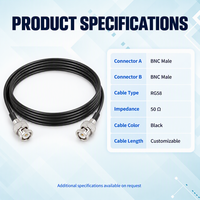 Câble coaxial BNC mâle vers BNC mâle RG58 50 Ohm marron/noir 0-3GHz, câble de raccordement RF pour radioamateur, antenne, câble de test