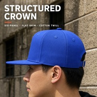 Casquettes de baseball en coton vierges en gros, six panneaux, visière plate, structurées, ajustables, respirantes, avec œillets, commande en gros, stock disponible, faible MOQ