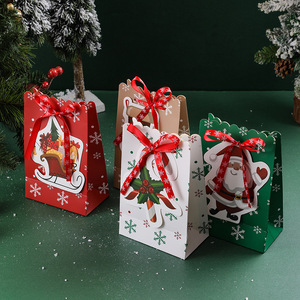 Bolsas de Papel con Fondo Cuadrado Degradables Blancas de Navidad Directas de Fábrica, Lazos Creativos, Copos de Nieve, Bolsas de Regalo Lindas para Dulces - Product Image 2