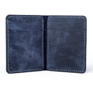 Porte-cartes en cuir de vachette pleine fleur sur mesure, porte-cartes pliable multi-emplacements, porte-cartes rétro ultra-fin adapté aux hommes - Product Image 2