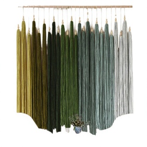 Décoration murale verticale en macramé bohème, en coton vert, avec perles, tapisserie en fil, pour anniversaire et célébrations - Product Image 4