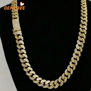 สร้อยคอทองคำแท้ 9K ไม่มีส่วนผสมของเงิน แบบ Cuban Link ประดับเพชร VVS สีใส ผลิตในห้องปฏิบัติการ ดีไซน์แบบฮิปฮอปสั่งทำพิเศษ - Product Image 2