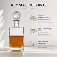 Botella de Whisky de Vidrio Personalizada de Lujo, Diseño Único, Fabricantes de Botellas de Vidrio Reciclables, Botella al por Mayor para Brandy y Whisky