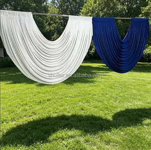 10*10FT Blanc Rideaux baroques préfabriqués à volants en Spandex avec poche pour tringle, drapés extensibles pour plafond - Product Image 3