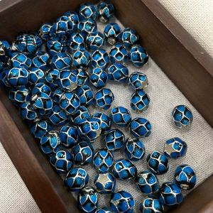 Qunlvsheng Lotus Shape Enamel <b>Beads</b> S925 Sterling <b>Silver</b> Blue Color Scattered <b>Beads</b> For DIY Bracelet Necklace Making - Product Image 4