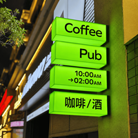 Enseigne lumineuse LED rectangulaire suspendue pour intérieur et extérieur, affichage de logo personnalisé illuminé pour magasin de détail, bar, café et restaurant