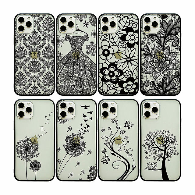 Vintage Classic Hollow Out Lace Design Shockproof Case TPU PC Mobile Phone Cover for iPhone 14 Pro Max 17 AIR