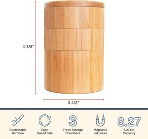 Vente en gros de salières en bois de bambou écologiques, logo personnalisé, réutilisables, boîte en bois avec couvercle pour la cuisine - Product Image 6