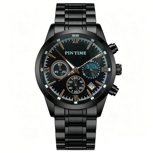 Montre multifonctionnelle pour homme avec chronomètre, affichage lumineux, fonction calendrier, résistante à l'eau, bracelet en acier inoxydable, quartz - Product Image 2