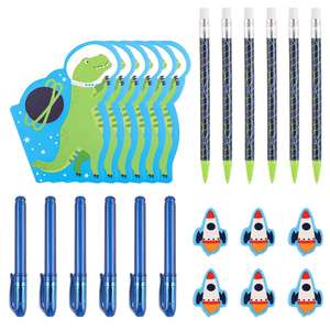 Kawaii Mechanical School Supply Kit Includes Pencil Erasers Pens Notebooks 24 <b>Pcs</b> <b>Mini</b> Dinosaur Stationery Set - Product Image 2