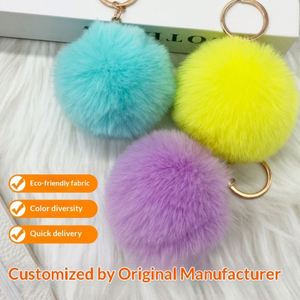 Colorful Pom Poms Keychains Fluffy Ball Party Gifts Bulk Pink <b>Backpack</b> Charms Accessory for Women Handbag Tote Bag Pendant <b>Purse</b> - Product Image 3