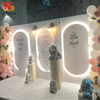 Décoration d'entrée de réception de mariage personnalisée lisse, ensemble de toile de fond en PVC blanc avec lampe LED, plan de table pour la décoration d'événements