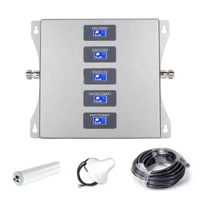 2G 3G 4G 5G Hot Sale five band Cell Phone Mobile Signal Booster 850 900 1800 2100 2600 MHz Signal Amplifier