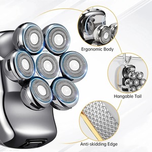Tondeuse professionnelle rechargeable sans fil pour homme, rasoir 6-en-1 pour cheveux et barbe, coupe chauve, utilisation humide et sèche, 7 têtes rotatives - Product Image 5