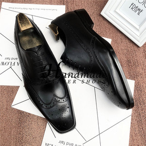 Nouvelles chaussures formelles pour hommes en cuir véritable faites à la main, chaussures Oxford à lacets, chaussures de mariage à lacets pour le marié - Product Image 5