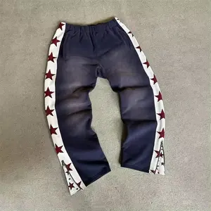 Wholesale Custom 100couton Flare Sweat Pants Men High Quality Flare Joggers Casual Cotton Zip Split Flared Sweatpants