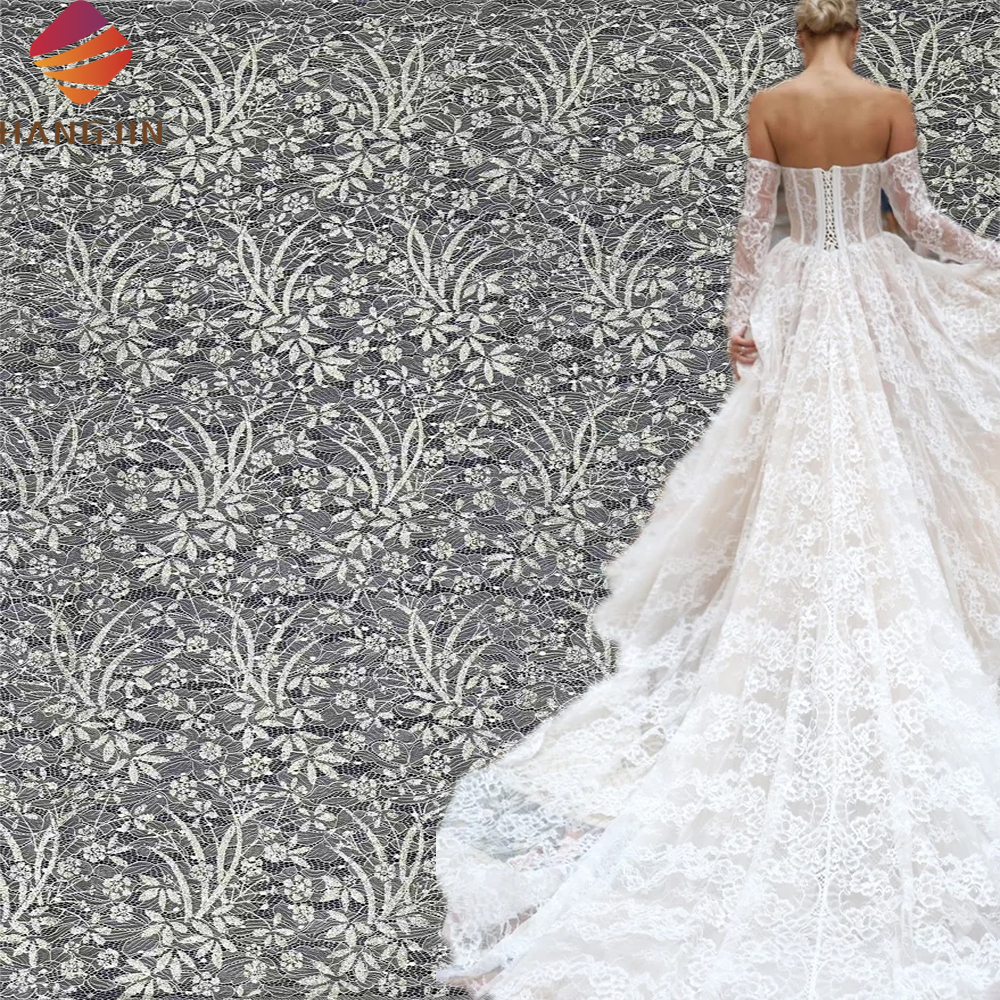 Silver-spraying Glitter French Dantel Lace Fabric for Weddings Silver-spraying Glitter French Dantel Lace Fabric for Weddings