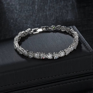 Gelang Wanita Qingxing Berlapis Zirkon AAA Perhiasan Modis Penjualan Langsung Pabrik WH112 Ungu - Product Image 3
