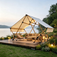 Tente portable 4x4m à ouverture rapide, une chambre, deux personnes, quatre saisons, imperméable, en toile de coton Oxford et matériaux PVC/PVDF