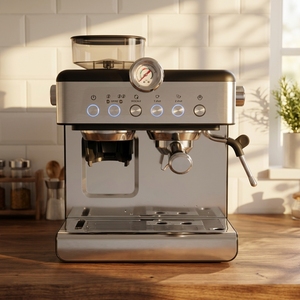 <span class=keywords><strong>Cafetera</strong></span> Espresso Todo en Uno de Venta Caliente con Botones, Económica <span class=keywords><strong>para</strong></span> <span class=keywords><strong>el</strong></span> Hogar, Semiautomática con Molinillo Incorporado y Control PID - Product Image 1