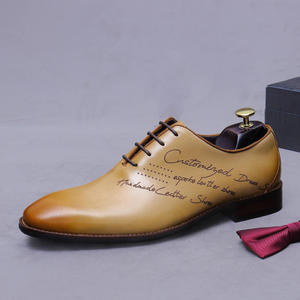 Latest <b>full</b>-grain leather fashionable laser-engraved men's office shoes with gradient color men's leather Dress Shoes & Oxfords - Product Image 4