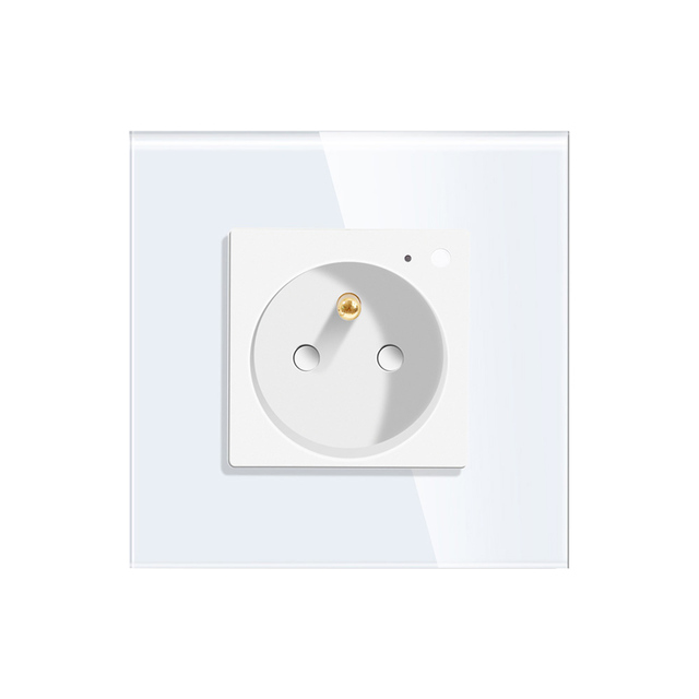Tuya Smart French Type E Smart Indoor Socket Glass Plug  Wall Switch Socket CE CB ROHS Standard
