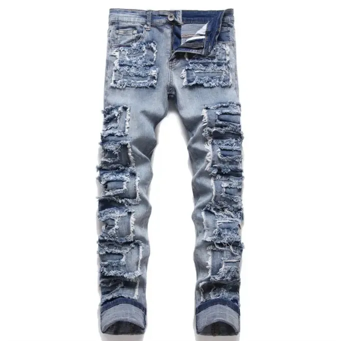 2023 Custom Jeans High Quality Fashion Slim Fit Jean Wholesale Mid Waist Fashion Stacked Jeans Man