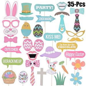 Kit de 35 Accesorios para Fotomatón, Decoración para Fiestas de Pascua, Conejo, Huevos Coloridos, Regalo para Fotografías - Product Image 1