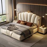 Neue Gepolsterte Betten Moderne King-Size Doppelbetten Massivholz-Bettrahmen Luxuriöse Weiche Betten Schlafzimmer-Möbelset Hersteller