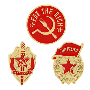 Nuova spilla Soviet Union <span class=keywords><strong>Kgb</strong></span> mangia il ricco scudo e la spada distintivo emblema CCCP medaglia rosso smalto dorato per spilla in metallo artigianato - Product Image 1