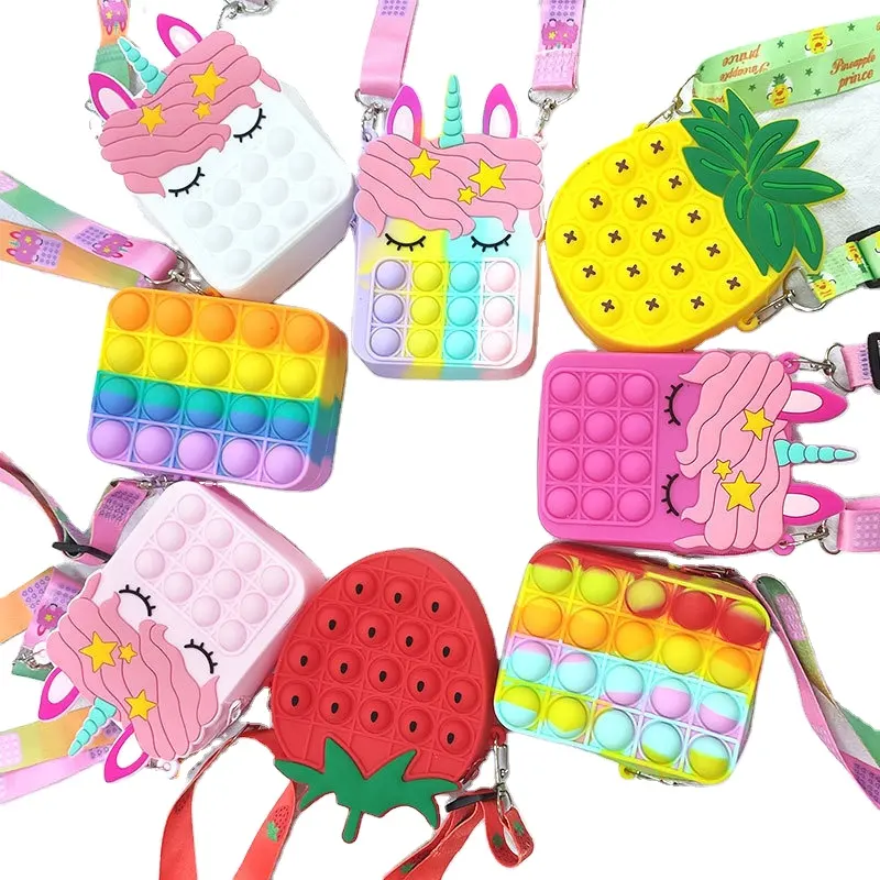 New products popping purse unicorn mini bag cross body pack popping small bag it fidget toy change purse