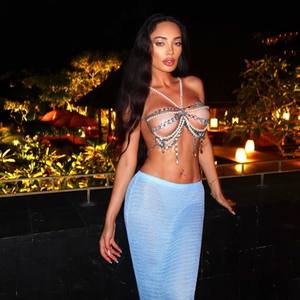 진주 CAMIS 조끼 태슬 바디 체인 섹시 비즈 브라탑 메탈 비키니 커버 숏 레이브 페스티벌 주얼리 - Product Image 2