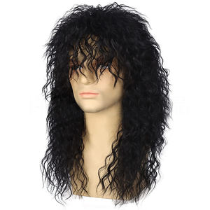 Peluca sintética rubia plateada de <span class=keywords><strong>pelo</strong></span> <span class=keywords><strong>rizado</strong></span> largo para hombres y mujeres 70s 80s Rock Punk Disco <span class=keywords><strong>Mullet</strong></span> Cosplay peluca - Product Image 2