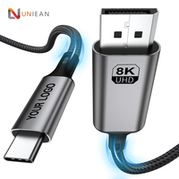 Câble USB-C vers DisplayPort 2.1 UNIEAN en gros, câble de transfert de données HD Type-C 8K60Hz, 2M 3M pour câble vidéo vers mobile, TV, PS5