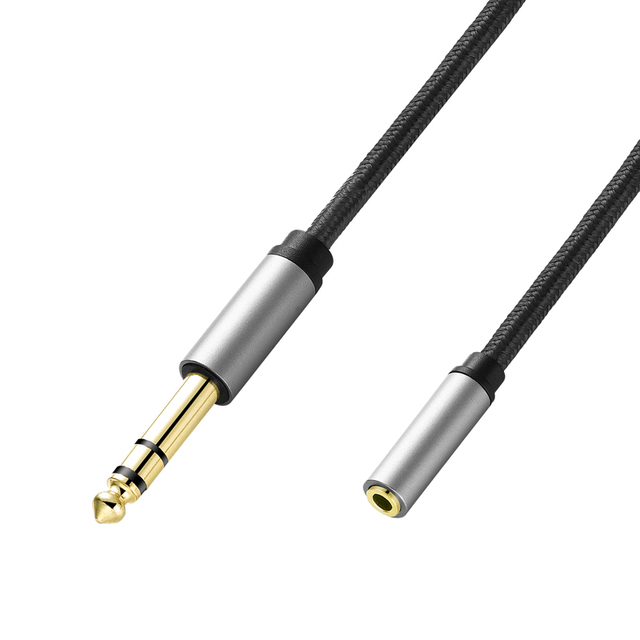 Bochara Braided 1/8" 3.5mm Stereo Female to 1/4" 6.35mm TRS Male Converter OFC Audio Cable Shielded 30cm 1.5m 3m