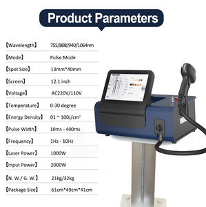 เครื่องกำจัดขนด้วยเลเซอร์ไดโอด 808 นาโนเมตร แบบตั้งโต๊ะ กำจัดขนถาวร สำหรับใช้งานเชิงพาณิชย์ กำลังสูง 1000 วัตต์ ระบบระบายความร้อนด้วยอากาศ - Product Image 4