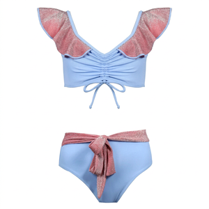 Ensemble de maillots de bain bikini pour filles, taille haute, séchage rapide, deux pièces, vente en gros, directement de l'usine - Product Image 1